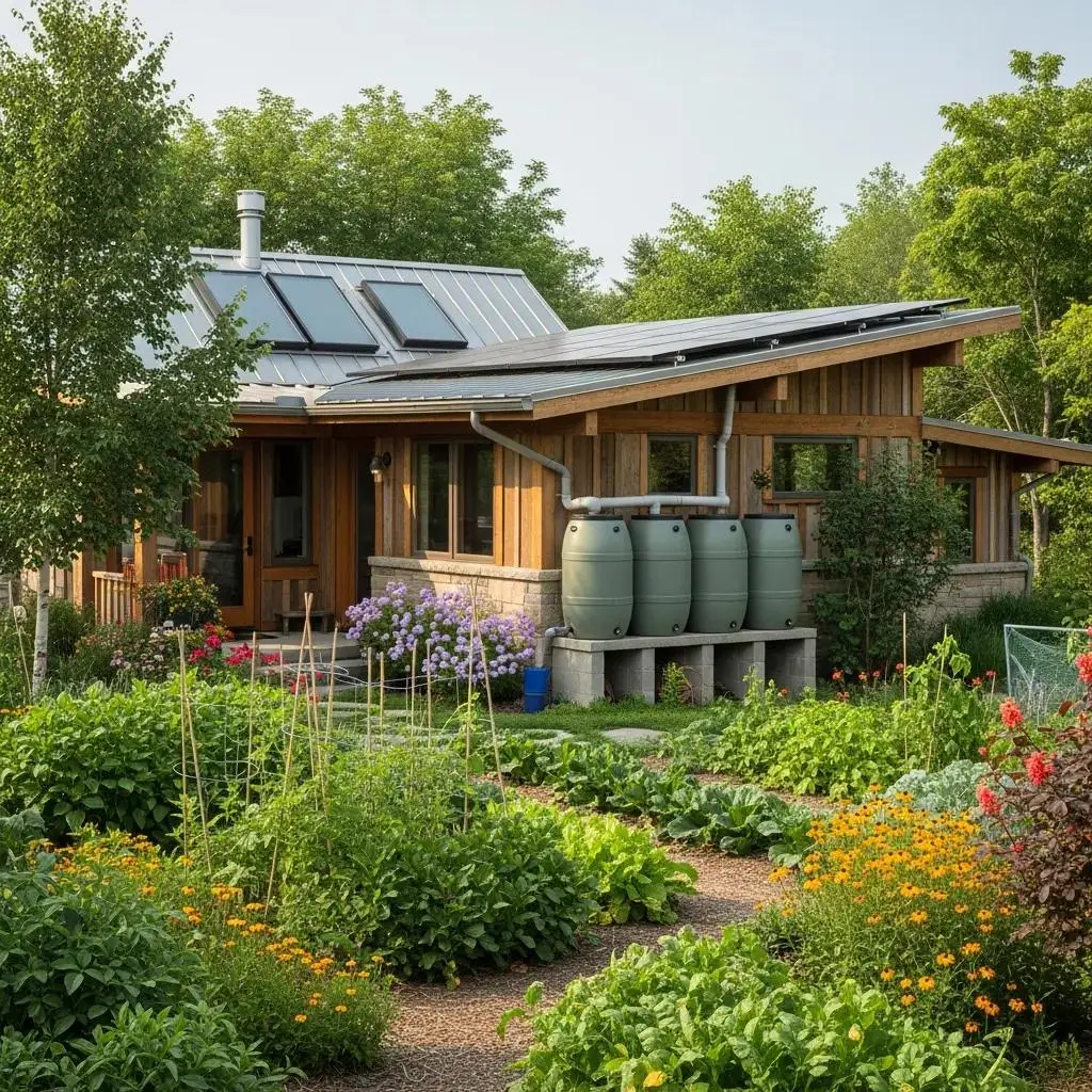 Eco-friendly New Jersey home with solar panels and a vegetable garden